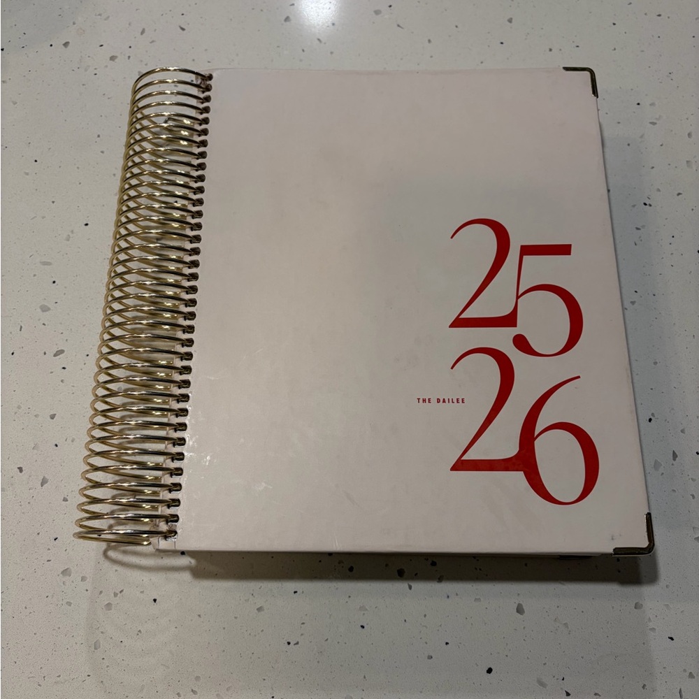 Jan- July 2026 White and Red Spiral Planner